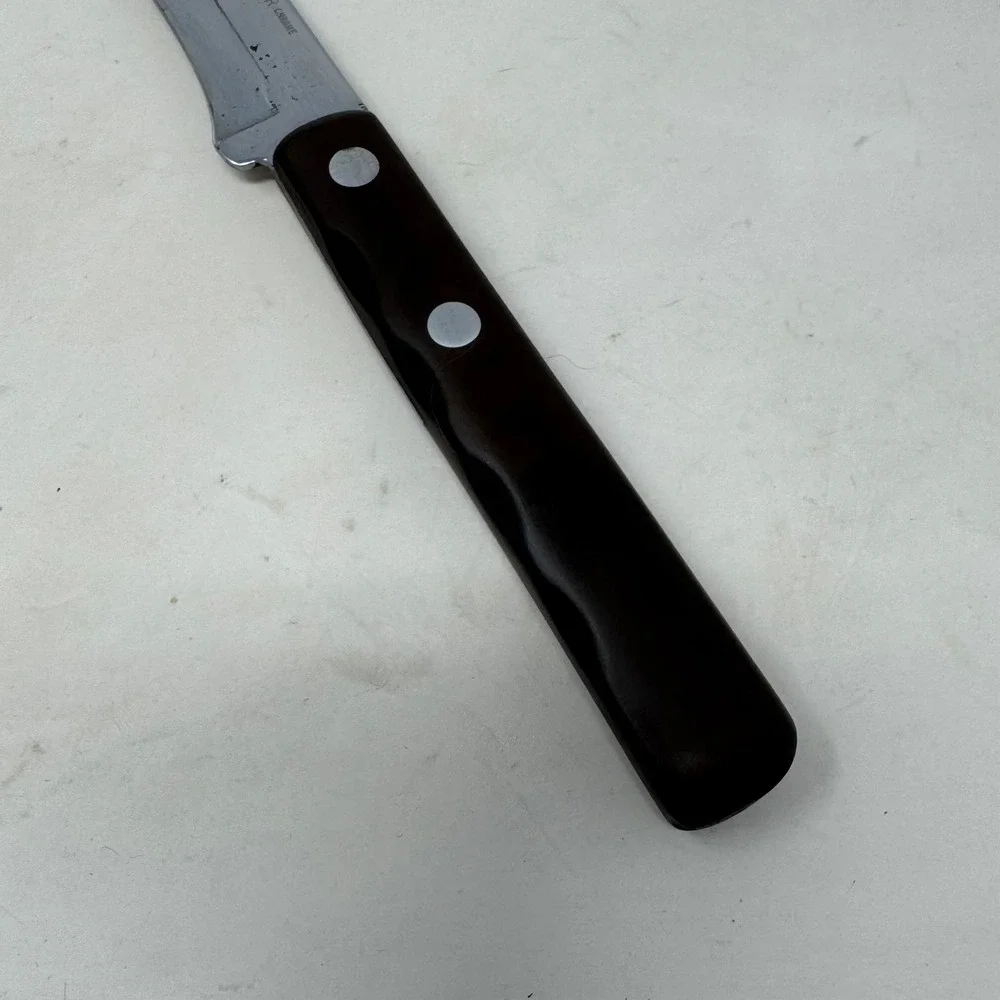 Vintage Ka-Bar Carbon Chrome Slicing Knife 8 Inch Blade Brown‎ Handle